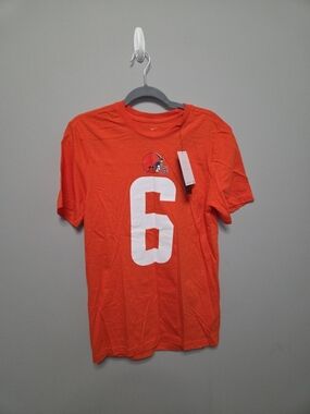 Nike Men's Orange Football Tee with White Number 6